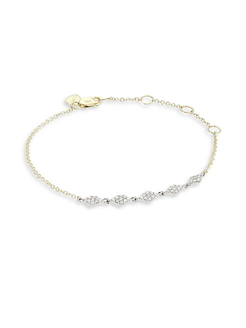 Meira T - Two-Tone Diamond, 14K Yellow & White Gold Marquise Discs Bracelet