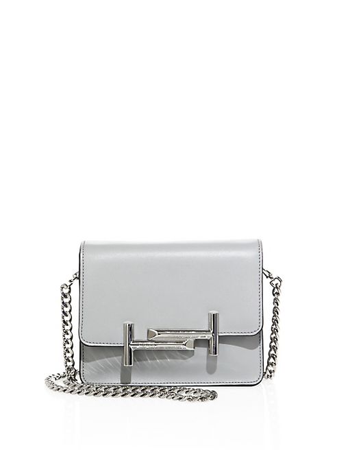 Tod's - Mini Double T Leather & Chain Crossbody Bag