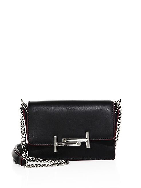 Tod's - Double T Leather & Chain Crossbody Bag