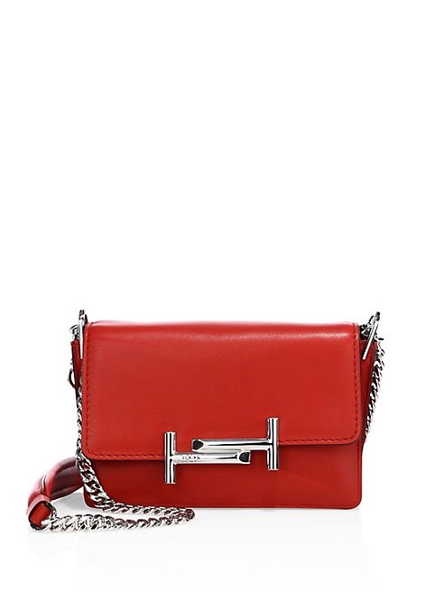 Tod's - Double T Mini Leather & Chain Shoulder Bag