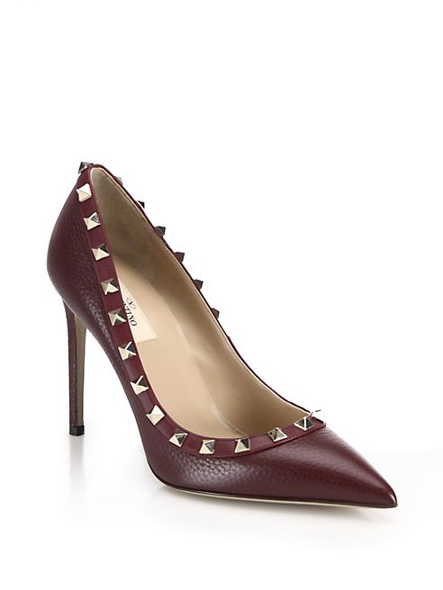 Valentino - Rockstud Leather Point Toe Pumps