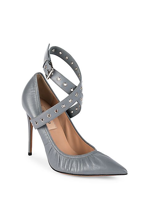 Valentino - Love Latch Grommeted Leather Ankle-Wrap Pumps