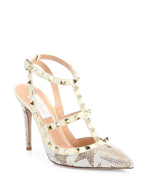 Valentino - Camustar Rockstud Leather Slingbacks