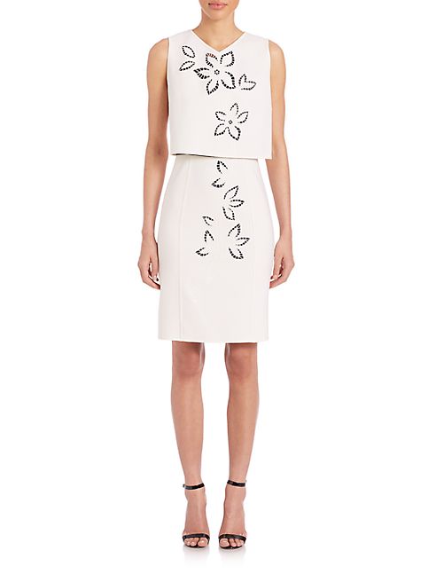 Carolina Herrera - Floral Laser-Cut Trompe L'oeil Dress