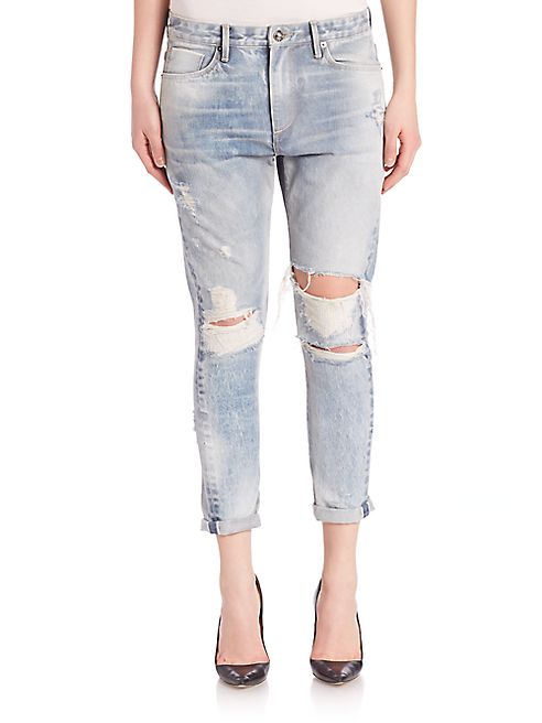 Tortoise - Savanna Distressed Twisted Cropped Jeans