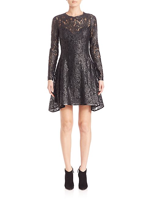 Josie Natori - Lacquer Lace Long Sleeve Dress