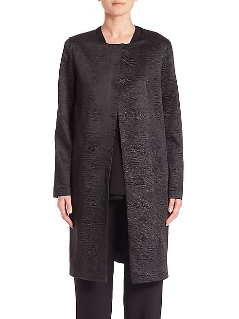 Josie Natori - Crinkle Collarless Coat