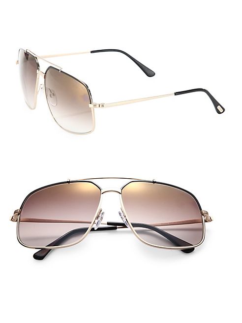 Tom Ford Eyewear - Ronnie 60MM Square Metal Sunglasses