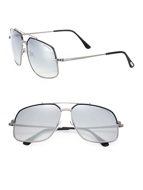 Tom Ford Eyewear - Ronnie 60MM Square Metal Sunglasses