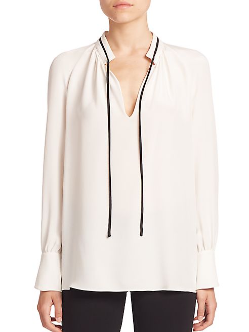 Derek Lam - Long-Sleeve Tie-Neck Silk Blouse