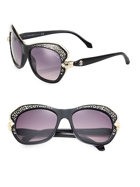 Roberto Cavalli - Animal-Print 56MM Geometric Round Sunglasses