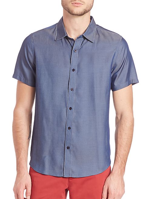 Saks Fifth Avenue Collection - Modern Piped Short Sleeve Button-Down