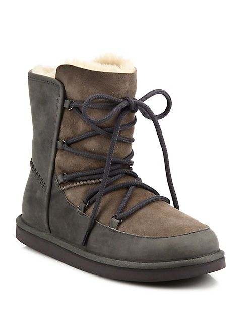 UGG - Lodge Shearling & Suede Lace-Up Boots