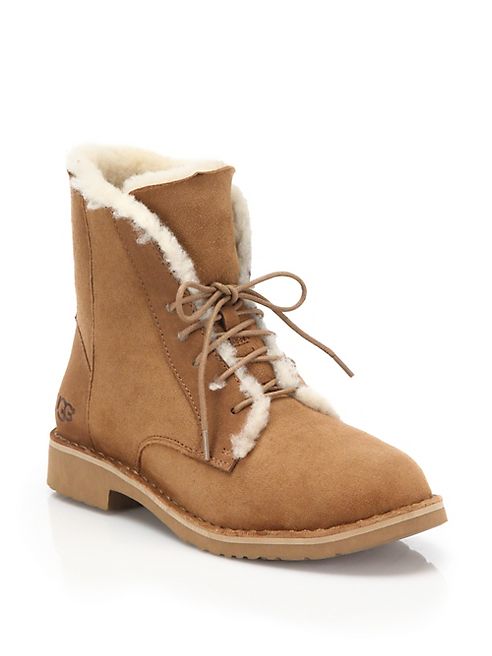 UGG - Quincy Shearling-Trimmed Lace-Up Boots