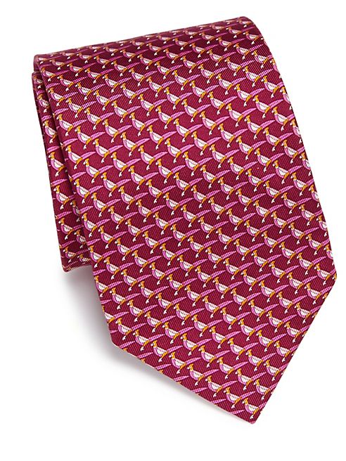 Salvatore Ferragamo - Bird Print Silk Tie