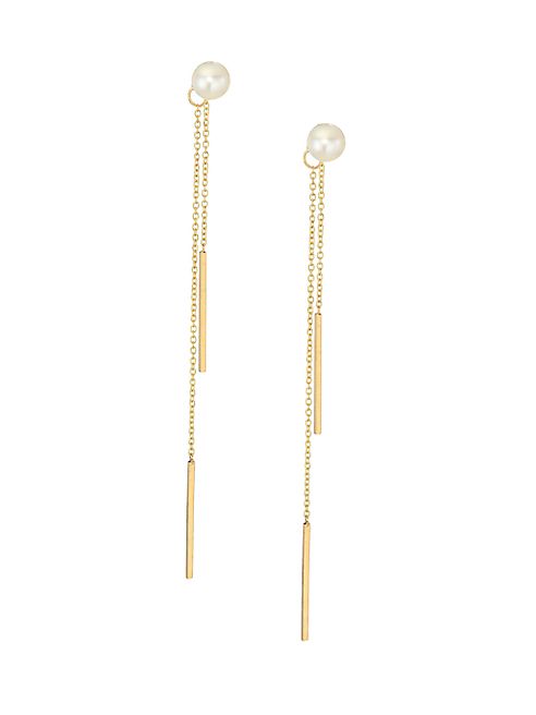 Zoe Chicco - 6.5MM White Pearl & 14K Yellow Gold Convertible Drop Earrings