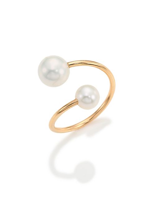 Zoe Chicco - 6MM-8MM White Pearl & 14K Yellow Gold Bypass Ring