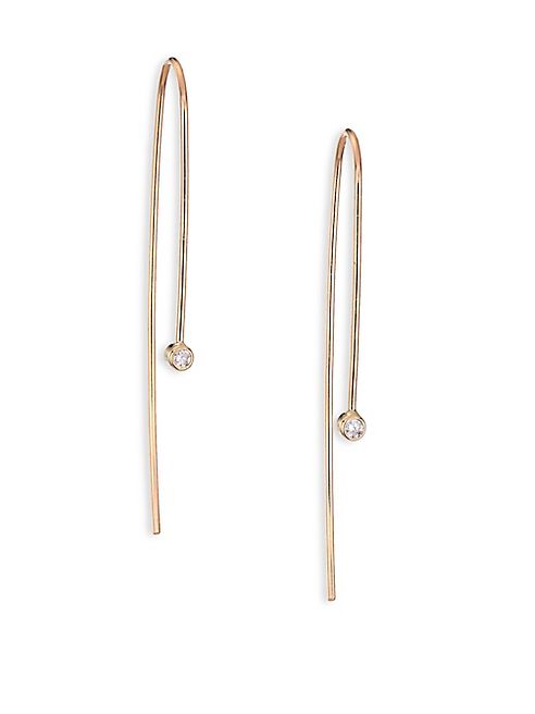 Zoe Chicco - Diamond & 14K Yellow Gold Threader Drop Earrings