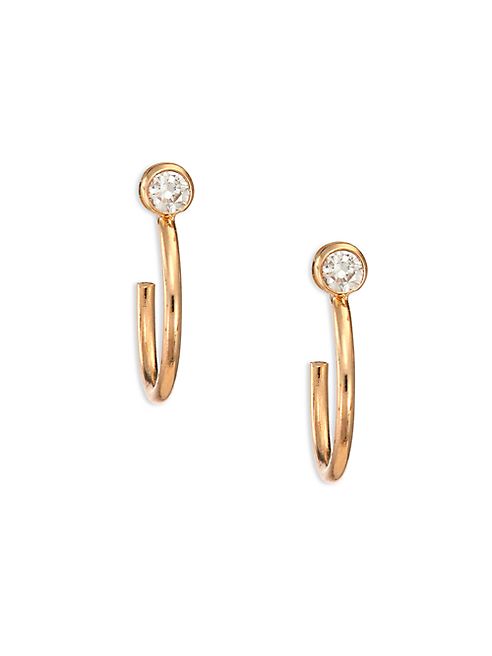 Zoe Chicco - Diamond & 14K Gold Huggie Hoop Earrings/0.4