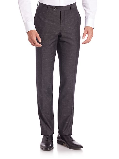 Saks Fifth Avenue Collection - Modern Straight Leg Wool Blend Trousers