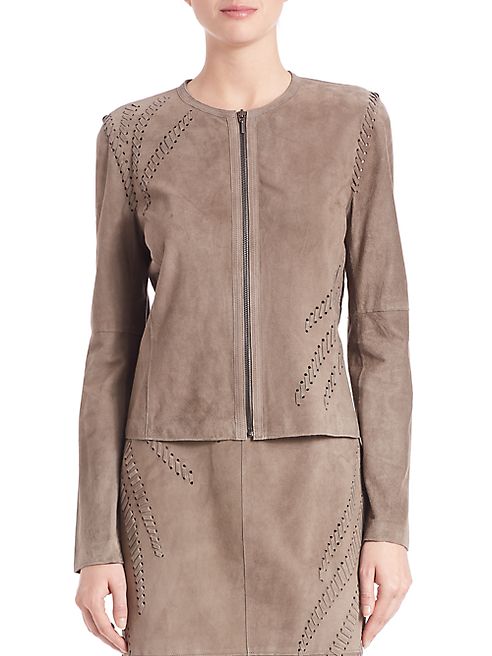 Elie Tahari - Aspen Suede Zip Front Jacket