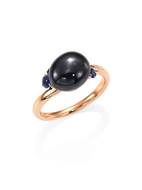 Pomellato - Blue Sapphires, Ceramic & 18K Rose Gold Ring