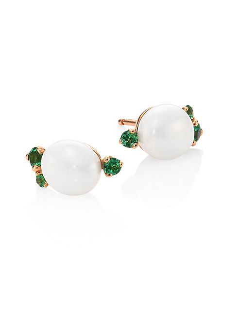 Pomellato - Tsavorite, Ceramic & 18K Rose Gold Stud Earrings