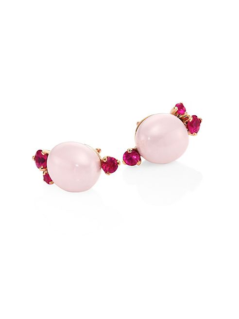 Pomellato - Rubies, Ceramic & 18K Rose Gold Stud Earrings