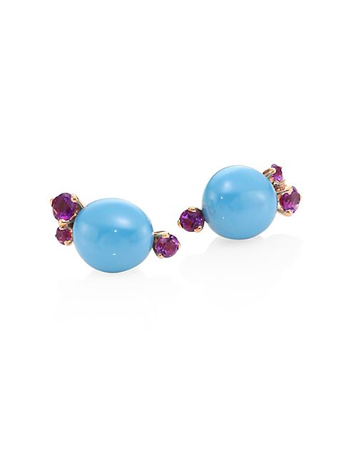 Pomellato - Amethyst, Ceramic & 18K Rose Gold Stud Earrings