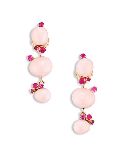 Pomellato - Rubies, Pink Ceramic & 18K Rose Gold Drop Earrings