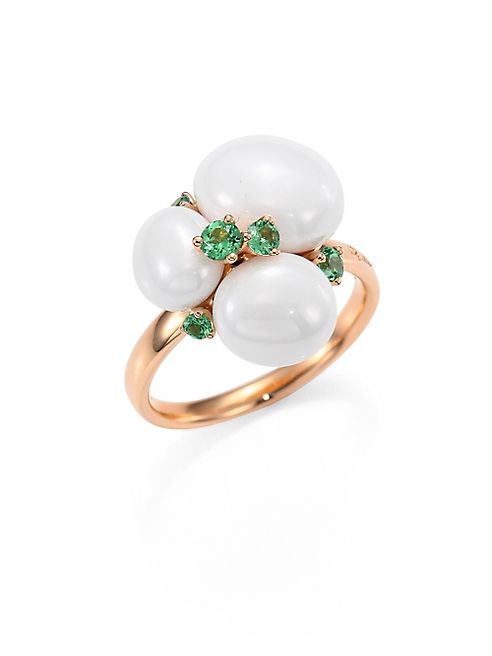 Pomellato - Tsavorite, Ceramic & 18K Rose Gold Ring