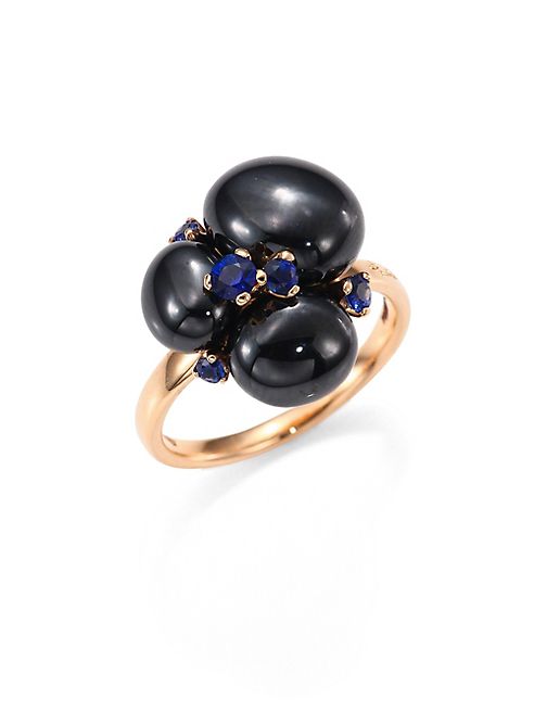 Pomellato - Blue Sapphires, Ceramic & 18K Rose Gold Ring