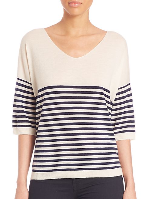 ATM Anthony Thomas Melillo - Wide V-Neck Stripe Sweater