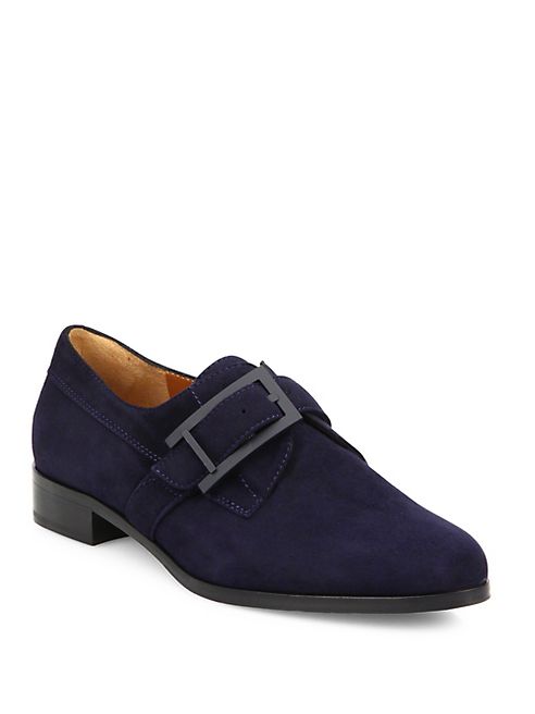 Aquatalia - Yvette Buckled Suede Oxfords