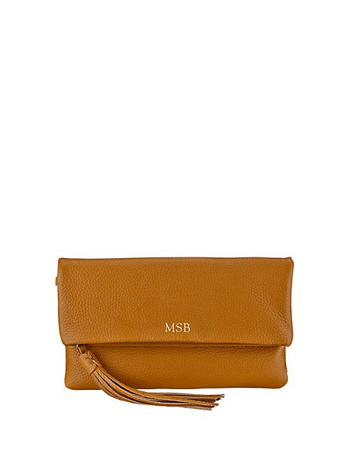 GiGi New York - Personalized Pebble-Grained Leather Fold-Over Clutch