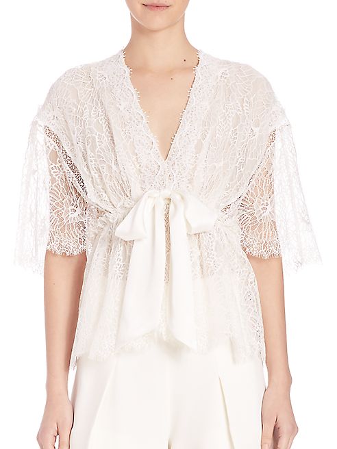 Alexis - Adriana Silk Lace Tie Waist Top