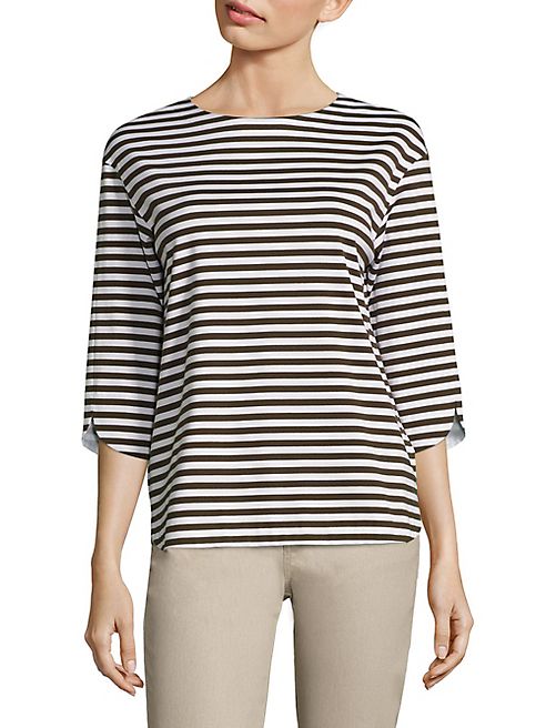 Lafayette 148 New York - Striped Three-Quarter Sleeve Top