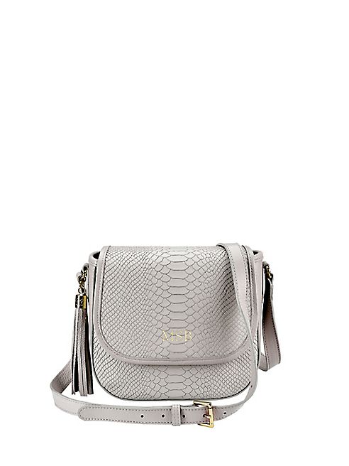 GiGi New York - Personalized Embossed Python Leather Crossbody Bag