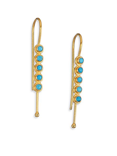 Lena Skadegard - Turquoise & 18k Gold Mantis Earrings