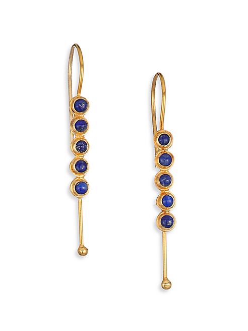 Lena Skadegard - Lapis & 18k Gold Mantis Earrings