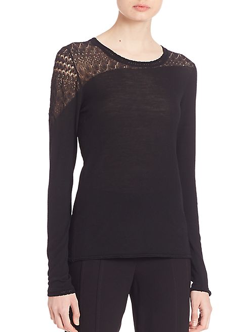 Elie Tahari - Delia Merino Wool Laced Sweater