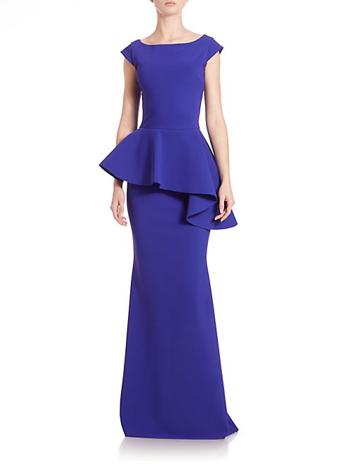 La Petite Robe di Chiara Boni - Etheline Cap-Sleeve Peplum Gown