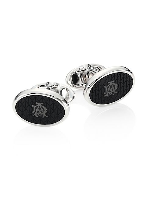 dunhill - Rhodium-Plated Diamond Patterned Cuff Links