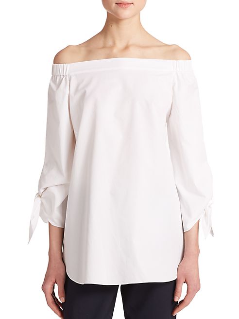 Tibi - Satin Poplin Off-The-Shoulder Top