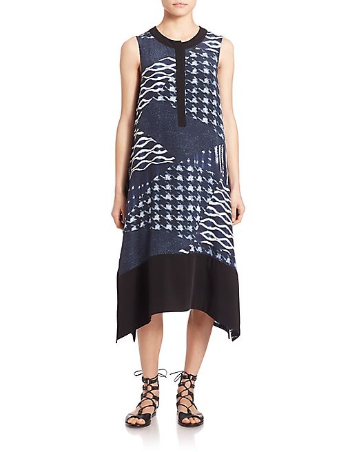 Public School - Cyra Geometric Silk A-Line Dress