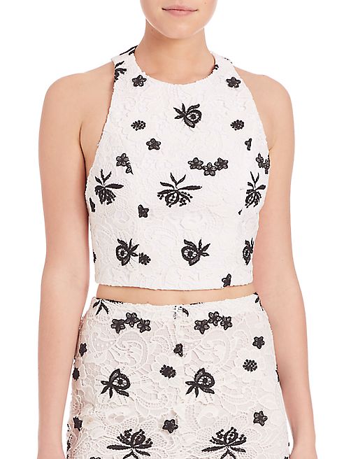 Alice + Olivia - Lace Racerback Cropped Top