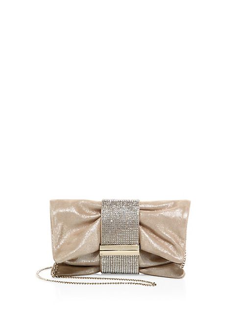 Jimmy Choo - Chandra Crystal-Band Shimmer Suede Clutch