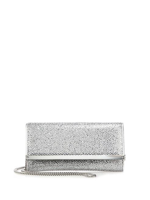 Jimmy Choo - Milla Glitter Leather  Fabric Wallet