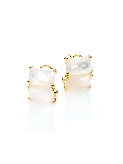 IPPOLITA - Rock Candy Clear Quartz, Mother-Of-Pearl & 18K Yellow GoldRectangular Stud Earrings