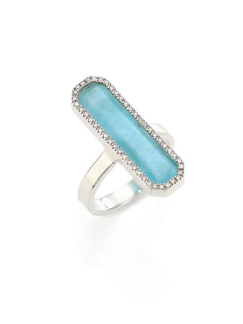 Monica Vinader - Naida Diamond, Larimar & Sterling Silver Ring